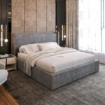Acacia Modern Upholstered Bed Queen Size with Storage for Bedroom | Wooden Platform Double Cot Queen Size Bed with Box Storage for Hotels | Upholstery Premium Fabric | 6.5 x 5 Ft | Sheesham Wood, Mine
