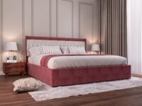 Acacia Modern Upholstered Queen Size Bed with Box Storage for Bedroom | Wooden Double Bed with Storage | Platform Cot Bed with Upholstery Premium Fabric | 6.5 x 5 Ft | Sheesham Solid Wood (Rosedust)