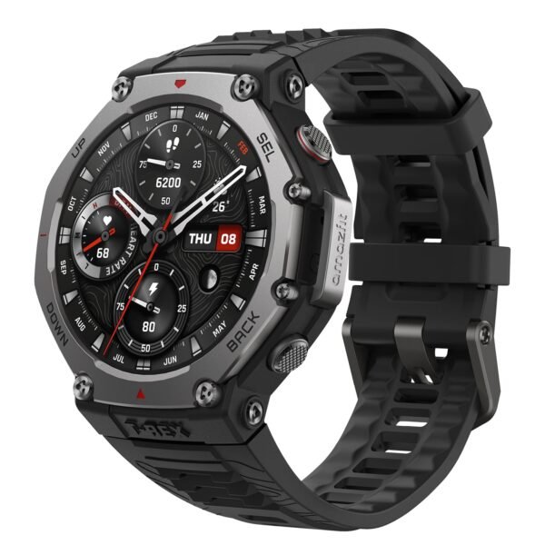 Amazfit T-Rex 3 (Smartchoice) Outdoor Rugged Military 48mm smart Watch Built in GPS, 27 Days Battery Life, Offline Maps, 2000 Nits Brightness, 10 ATM, AI Coach, for iOS & Android (Onyx)