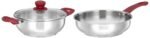 Amazon Brand - Solimo Stainless Steel Heavy Bottom Kadhai with Glass lid |Three Layer Impact Forged Bottom|Durable|Soft Touch Handles and Knob|2700 ml| Silver
