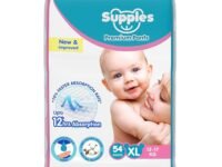 Amazon Brand - Supples Premium Baby Diaper Pants | 54 Baby Diapers | XL | 12-17 Kg | 12 Hrs Absorption | Cushiony Cotton Soft Fabric | Phthalates-Free | Triple Leak Guard