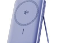 Ambrane Qi2 Magsafe Wireless 10000mAh Powerbank, Faster 15W Wireless Charging, Better Magnetic Strength, Low Heat with Qi2 Certified Technology, Metal Stand, for iPhone 12 or Later (MagSurge, Purple)