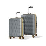 Aristocrat Comet Set of 2 (Cabin+Medium) Hard Case Trolley Bags, Grey | 8-Wheels, Durable Case, Spacious, Combination Lock, Sturdy Zipper, Lightweight Travel Luggage, 3-Year Global Warranty