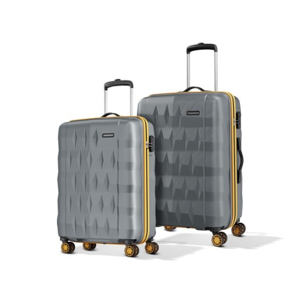 Aristocrat Comet Set of 2 (Cabin+Medium) Hard Case Trolley Bags, Grey | 8-Wheels, Durable Case, Spacious, Combination Lock, Sturdy Zipper, Lightweight Travel Luggage, 3-Year Global Warranty