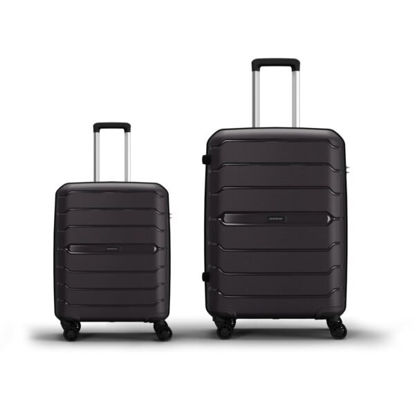 Aristocrat Liberty 8 Wheel Set of 2 Cabin (Small Size) & Medium Size (Check-in) Hard Case Trolley Bags, Lightweight Polypropylene Luggage, Combination Lock, 3-Yr Global Warranty, Saddle Brown