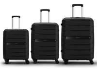 Aristocrat Liberty 8 Wheel Set of 3 Large Size (Check-in), Medium Size(Check-in) & Cabin(Small Size) Hard Case Trolley Bags, Lightweight Polypropylene Luggage, Unisex, 3-Yr Global Warranty, Jet Black