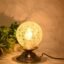 Artisanal Metal Table Lamp with Hand Decorated Glass Shade A Stylish Home Decor Accent, Pack of 1, 15 X 15 X 21.5 Cm.