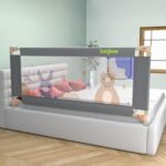 BAYBEE Baby Bed Rail Guard (180x80cm), Bedrail for Baby Safety with 28 Height Adjustable, Portable Bed Side Protector for Babies Falling | Foldable Single Side Bed Railing,1 Side, (Grey)