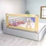 BAYBEE Baby Bed Rail Guard (200x80cm), Bedrail for Baby Safety with 28 Height Adjustable, Portable Bed Side Protector for Babies Falling | Foldable Single Bed Railing, 1 Side, (Beige)