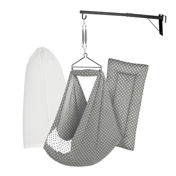 Baby Set | Pure Cotton Cloth, Removal Pad, Mosquito Net, Spring, Triangle and Window Hanger | FS- (Dark Melanchi, Dot Design)