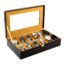 Birch & Co. Watch Box Organizer – 12 Slot Display Case with Glass Lid, PU Leather, Soft Velvet Interior – Elegant Storage for Men’s & Women’s Watches, Jewelry & Accessories – Gift-Ready Case, Black