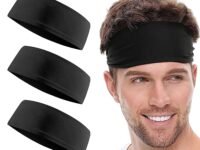 Boldfit Premium Strapless Sports Sweat Head Band for Gym, Runnig, Tennis, Badminton & Other Sports for Men & Women, Unisex Wearability with Non-Slip & Quick Drying for Long Hair, Black, Pack of 3