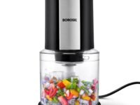 Borosil Chef Delite 300 Watts Electric Chopper for Kitchen, Twin Blade Technology, 600 ml 'chop-n-store' plastic bowl with lid, Vegetable Chopper, Cutter, Chop, Mince, Dice, Whisk, Blend, Black
