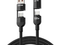 COSTAR 4-in-1 100W Charging Cable|USB-A,Type-C,Fast Charging,480Mbps Data Transfer,Data Sync|Compatible with Android & iOS Smartphones,Tablet/Ipads & Macbook