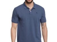 Cantabil Men's Cotton Blend Solid Polo Neck T-Shirt (Regular Fit)