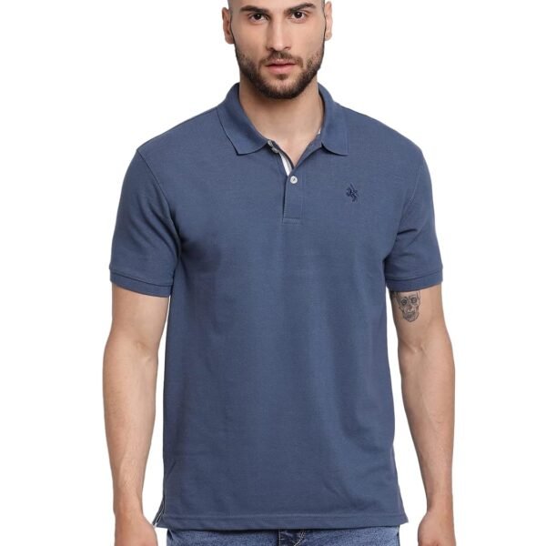 Cantabil Men's Cotton Blend Solid Polo Neck T-Shirt (Regular Fit)