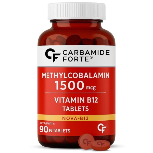 Carbamide Forte Vitamin B12 Tablets | Methylcobalamin 1500mcg - Active Form of Methylcobalamin B12 Vitamin Tablets For Men & Women - 90 Tablets