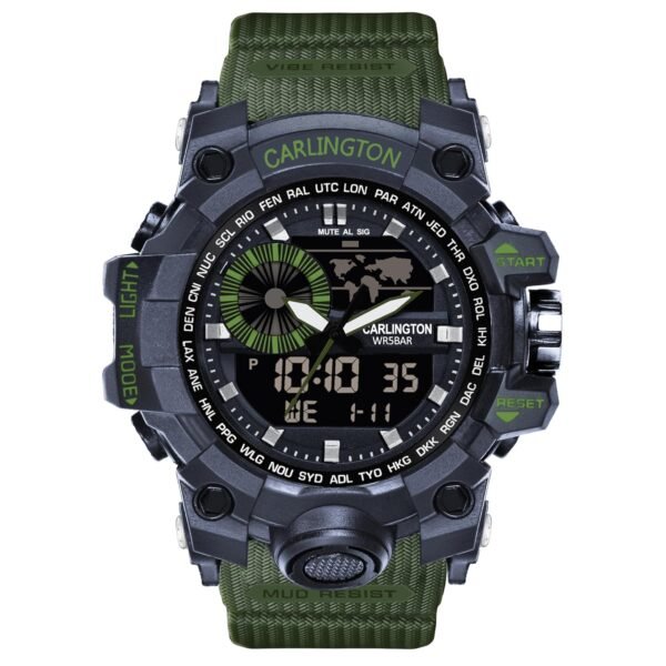 Carlington Analog-Digital Sports Watch: Chronograph, Dual Time, Alarm, Stopwatch, Water-Resistant, Shock-Resistant, Back Light Display- The Perfect Watch for Men and Boys - CT3388