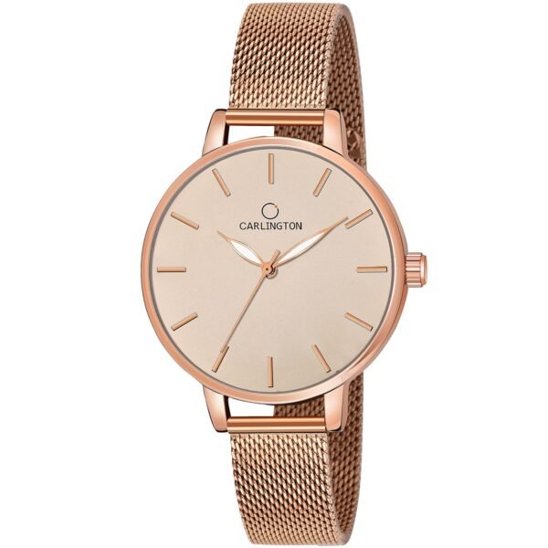 Carlington Big Dial Women’s Watch with Stainless Steel Mesh Strap, Adjustable Clasp and Water Resistant Body(Silver/Rose Gold/Black Dial) | Rakhi Gift | Gift for Sister | Gift for Girls