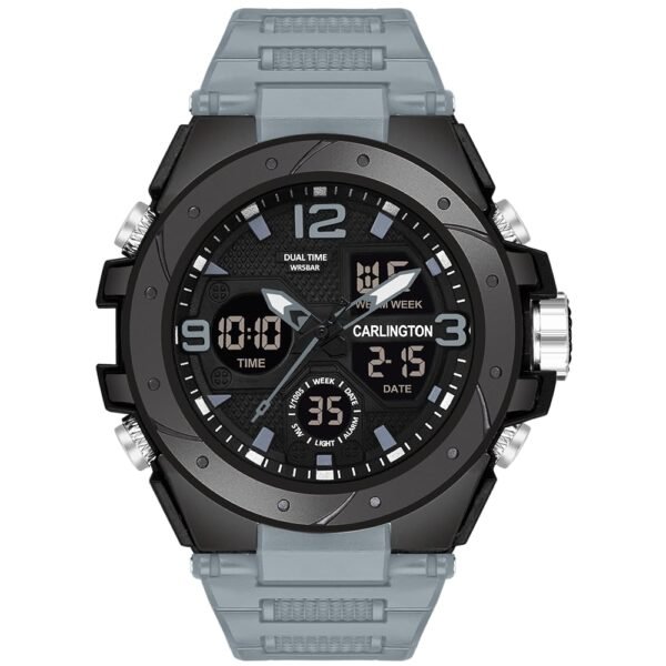 Carlington Endurance Analog-Digital Sports Watches for Gents and Boys with Alarm|Stopwatch|LED Display|Dualtime|Silicone Strap| Water & Shock Resiatant - CT 9105