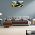 Casaliving Convertible Futon LHS 4 Seater Sofa Cum Bed with Adjustable Backrest Sofa for Living Room (Brown Grey Colour) Premium Fabric Sofa