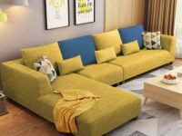 Casaliving Minta Left Hand Side 6 Seater L Shape Sofa Set for Living Room (Yellow Premium Colour L Shape Sofa) Premium Fabric Sofa Set for Living Room