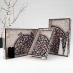 Castleite Elisa Mandala Decorative Wooden Trays Set of 3 | Serving & Organizer Trays | Epoxy Finish -Size Small, Medium & Large(Isadora), Rectangular