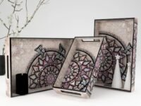 Castleite Elisa Mandala Decorative Wooden Trays Set of 3 | Serving & Organizer Trays | Epoxy Finish -Size Small, Medium & Large(Isadora), Rectangular