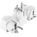 Ceptics Europe Travel Adapter, India to Europe (Schuko) Plug - Type E/F European Plug Adapter, Universal Adapter for Europe Adapter - CE - RoHS - White - 3 Pack - Lifetime Limited Warranty