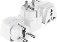 Ceptics Europe Travel Adapter, India to Europe (Schuko) Plug - Type E/F European Plug Adapter, Universal Adapter for Europe Adapter - CE - RoHS - White - 3 Pack - Lifetime Limited Warranty