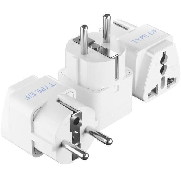 Ceptics Europe Travel Adapter, India to Europe (Schuko) Plug - Type E/F European Plug Adapter, Universal Adapter for Europe Adapter - CE - RoHS - White - 3 Pack - Lifetime Limited Warranty