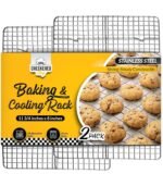 Checkered Chef Cooling Racks for Baking - Quarter Size - Stainless Steel Cooling Rack/Baking Rack Set of 2 - Oven Safe Wire Racks Fit Quarter Sheet Pan - Small Grid Perfect to Cool and Bake