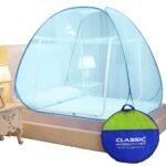 Classic Mosquito Net for King Size Bed | 30 GSM Polyester Fine Mesh | Foldable Pop Up Machardani for Double Bed | 360° Mosquito & Insect Protection | Washable & Reusable | Full Blue