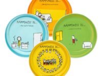 Clay Craft - Premium Ceramic Snack & Side Plate Set - Microwave Safe, Glossy Finish, Printed Design for Serving & Dining - Multicolor - 5.5 Inch Diameter (Set of 4)
