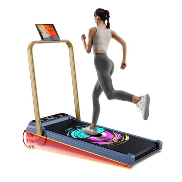 Cockatoo SmartWalk 2AHG Walking Pad for Home 2HP-3.5HP Peak, Under Desk Walk Pad with Handle, Max Speed 10Km/Hr, 3 Level Manual Incline 6 Automatic Program, Max User Weight 110Kg -Gold