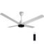 Colorbot Stella Quad 4 Blade BLDC Ceiling Fans 1200mm | BEE 5 Star Rated Power Saver | AeroQuiet+ Technology | Remote Control (Boost, Timer, LED, Reverse Mode) | 4 Years Warranty (Arctic White)