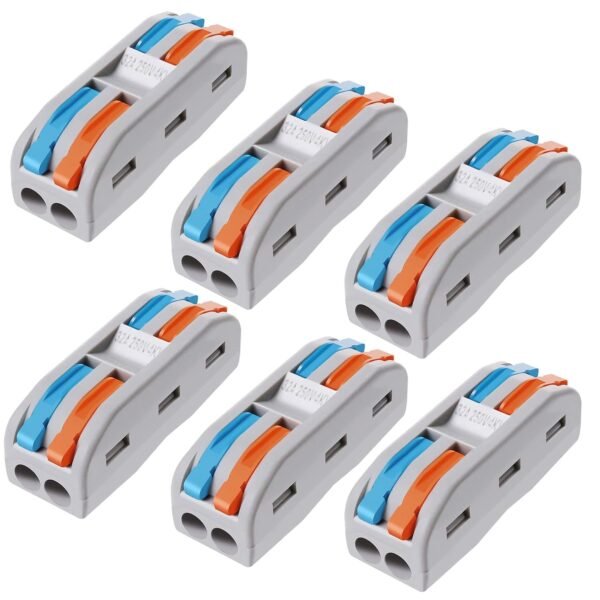 Compact Splicing Wire Connectors - 2 to 2 Inline Wire Connectors - Quick Connectors for Wire - Electrical Connectors (6pcs, 1 to 1 Inline, Multi)