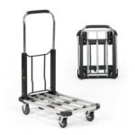 Corvids 150 Kg Portable Aluminium Extendable Hand Platform Trolley | 2-Year Warranty | Industrial Dolly Car with 360° Rotating Wheels and Locking Wheels for Home and Outdoor Use.