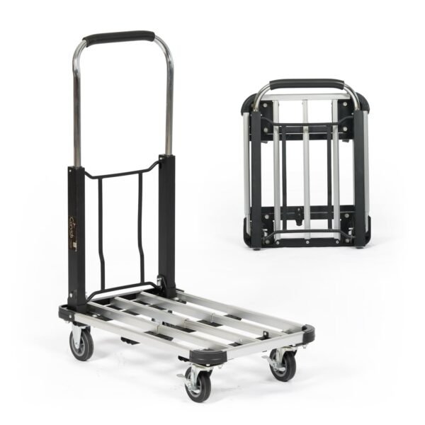 Corvids 150 Kg Portable Aluminium Extendable Hand Platform Trolley | 2-Year Warranty | Industrial Dolly Car with 360° Rotating Wheels and Locking Wheels for Home and Outdoor Use.