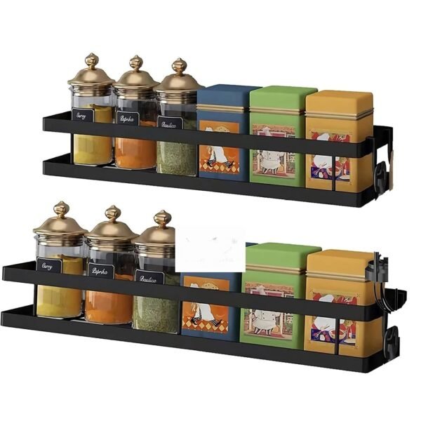Craftize Mstore Spice Rack Organizer for Cabinet – Pack of 2 Black Wall Mounted Floating Shelves for Spices & Seasonings, Kitchen Pantry & Countertop Storage two size 16 and 15 inches