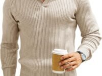 DENIMHOLIC Men's Cotton Full Sleeve Collar Polo Sweater for Men, Rib Knitted Sweaters for Men Winter Sweater for man