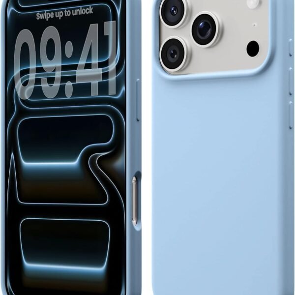 DIZORO Compatible with (iPhone 17 Pro Case)(2025), Liquid Silicone 3 Layers Full Covered Soft Gel Rubber Phone Case,Shockproof Protective Cover with Anti-Scratch Microfiber Lining-Ice Blue