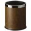 DOLPHY Metal Waste Bin, Open Top Leather Trash Can for Bathrooms, Rooms, Kitchens, Home, Office and Hotel - Capacity 8 Liter (Brown)