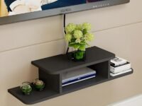 Dime Store Setup Box Stand/Set Top Box Stand Wall Mount for Home Wall Shelf for Holding Speakers WiFi Router Game Console Remote Streaming Device (Black, Standard)