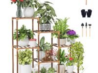 EIGEN Wooden Plant Stand For Balcony - Plant Stands For Indoor Living Room, Flower Pot Stand For Indoor Plants, Gamla Stand For Pots For Plants, Planter Stand For Balcony Decor (7 tier)