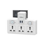 EMBOX Multi Plug Socket with Individual Switch-Cordless Extension Board with 3 Universal Sockets-Multiplug -1500W (3 Socket + 2 USB)