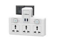 EMBOX Multi Plug Socket with Individual Switch-Cordless Extension Board with 3 Universal Sockets-Multiplug -1500W (3 Socket + 2 USB)