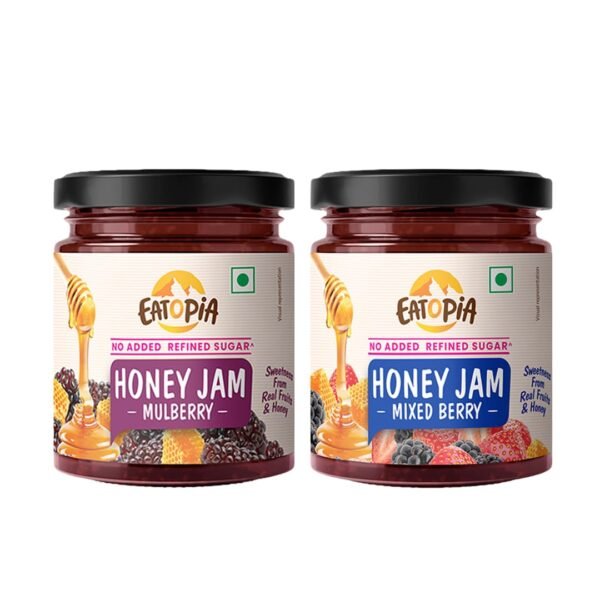 Eatopia Mixed Berry & Mulberry Honey Jam, 70% Berries, Pack Of 2 (480g)