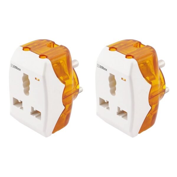 Embox 6A to 16A Converter Plug for Geysers AC Refrigerator Microwave Heavy Home Appliances-3 Pin Plug Socket Multiplug with LED Indicator Suitable for All International Plugs Pack of 2