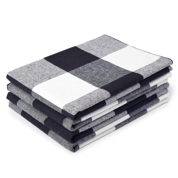 Encasa XO Kitchen Towels, Cotton Dish Cloths, Reusable Tea Towels Black